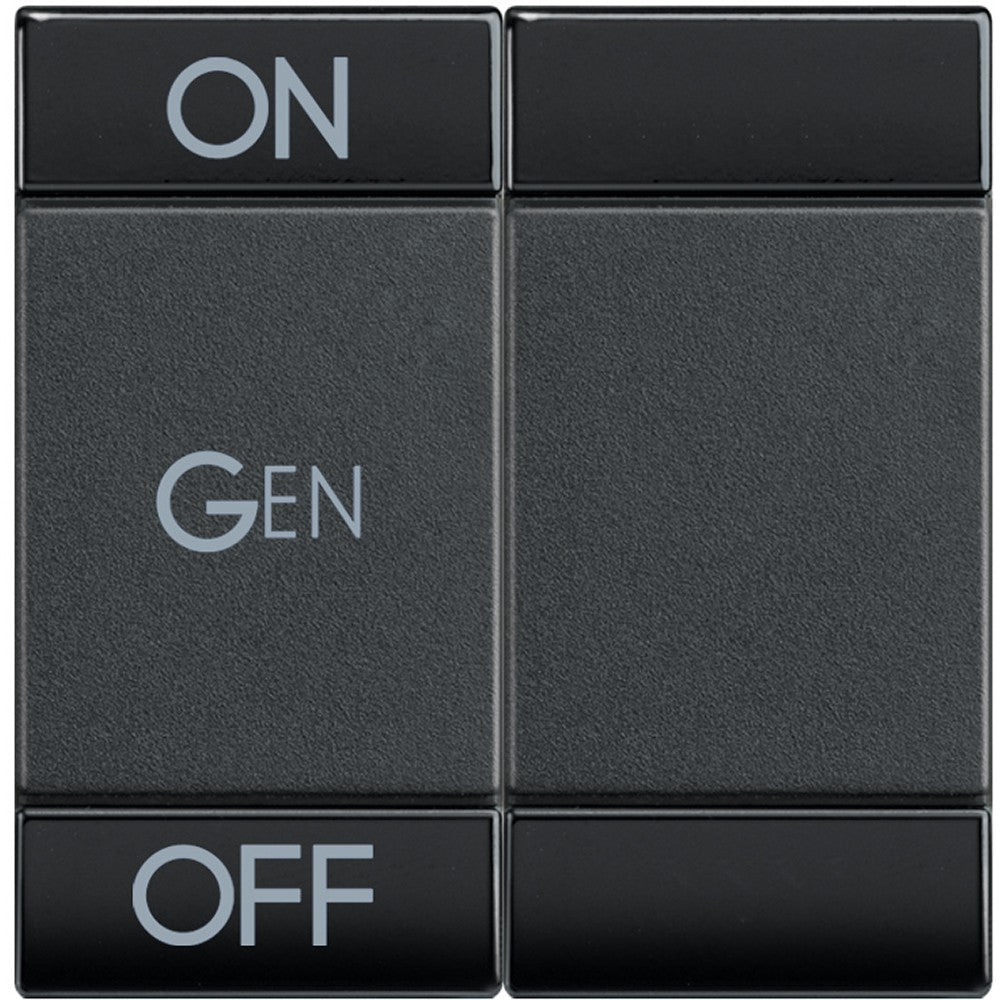 Living Light Copritasto 2 moduli ON OFF GEN in antracite, modern switch design for easy operation.