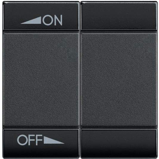 Living Light Copritasto ON OFF switch in antracite color with two modules, suitable for home lighting control.