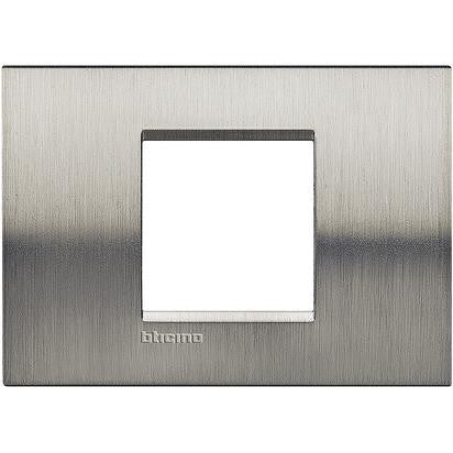 Living Light Placca 2P acciaio spazzolato, BTicino, quadra, 2 moduli, 86mm x 120mm