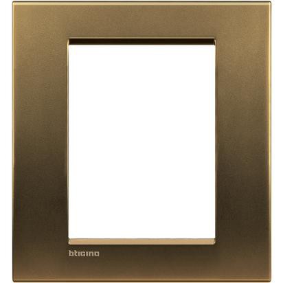 Living Light Placca 3+3P Bronzo LNA4826BZ - Brushed brass square frame for 3+3 modules by BTicino.