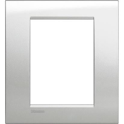 Living Light Placca 3+3P in argento lunare, placca quadra in metallo, LNA4826GL, misura 134mm x 120mm