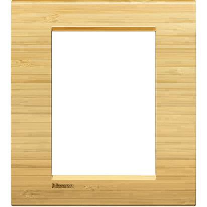 Bamboo frame for BTicino Living Light Placca 3+3, crafted from solid wood, ideal for modular installations.