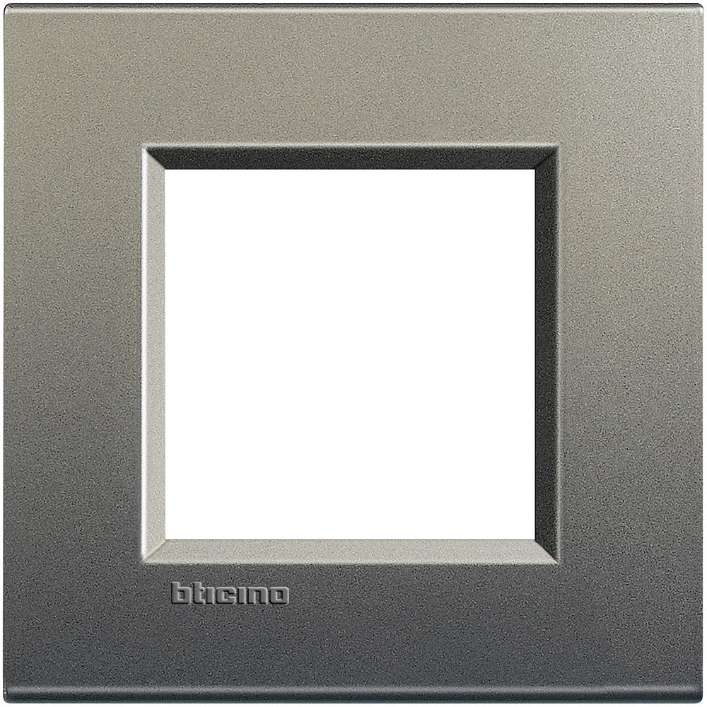 Living Light Placca quadra 2P Avenue LNA4802AE - BTicino metal square frame 2 modules, height 86mm, width 88mm.
