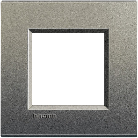 Living Light Placca quadra 2P Avenue LNA4802AE - BTicino metal square frame 2 modules, height 86mm, width 88mm.