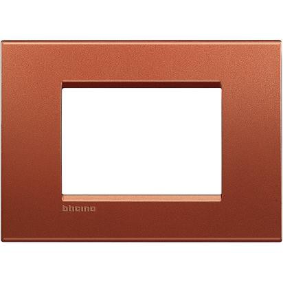 Living Light Placca 3P Brick metal frame by BTicino, dimensions 86mm x 120mm, modern design for modular switches.