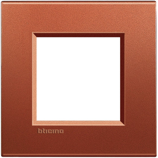 Living Light Placca quadra 2P Brick LNA4802RK in metal, dimensions 86mm x 88mm, by BTicino.