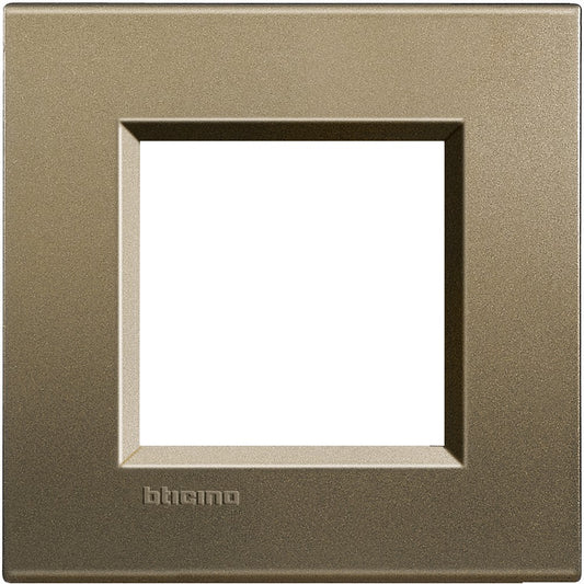 Living Light Placca quadra 2P Square by BTicino, metal square frame, 86mm height, 88mm width, ideal for electrical modules.