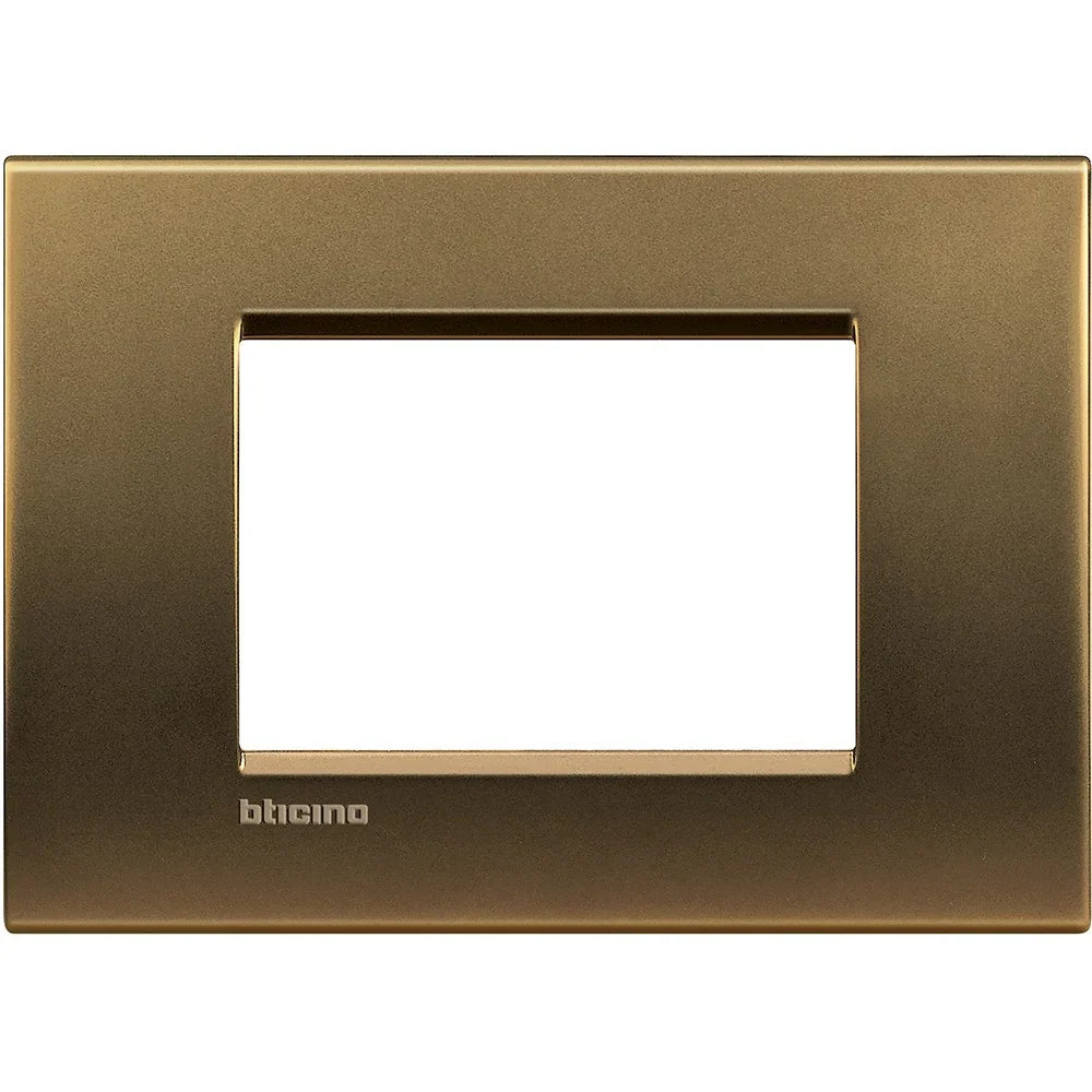 Placca Livinglight 3P Bronzo - BTicino LNA4803BZ, Design Elegante in Metallo, Ideale per Interni