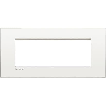 Living Light Placca 7P in Bianco Puro, Metallo, Serie BTicino, Dimensioni 86x208mm, Design Moderno
