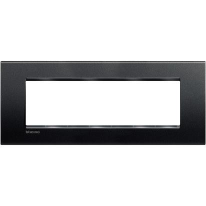 Living Light Placca 7P Antracite - BTicino 7-module frame, technopolymer material, 86mm height, 208mm width.