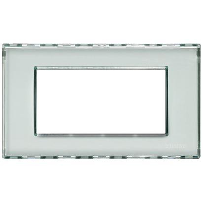 Placca Living Light 4 moduli cristallo trasparente personalizzabile per apparecchi di comando - BTicino LND4804KR.