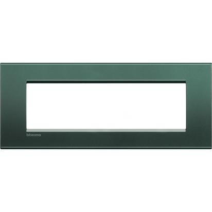 BTicino Living Light Placca 7P Park metal frame for quadra 7 modules, dimensions 86mm x 208mm.