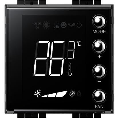 Living Light LN4691 thermostat display with temperature control and mode settings for hotel room management.