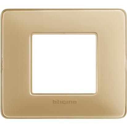 Placca Bticino Matix 2 posti avorio AM4802CAV per supporto 500SM2A, dimensioni 84mm x 96.2mm.