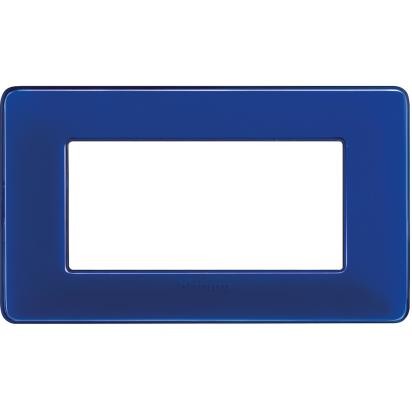 Placca Bticino Matix 4 moduli cobalto AM4804CBU, supporto 504SA, colore blu cobalto, dimensioni 84mm x 143.7mm.