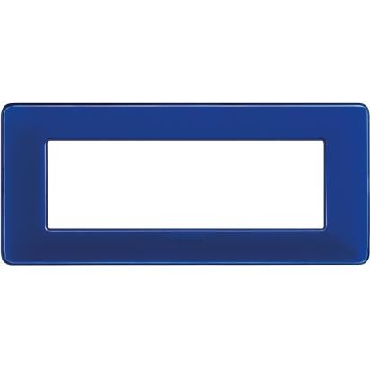 Placca Bticino Matix cobalto per supporto 506SLA, 6 posti, dimensioni 84mm x 191mm. Design moderno.