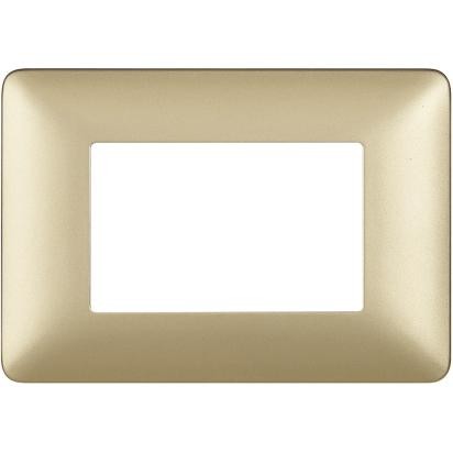 Bticino Matix 3-module plate in gold AM4803MGL, dimensions 84mm x 120mm, for 503SA support.