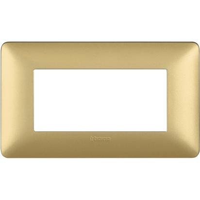 Golden Bticino Matix 4-module wall plate for support 504SA, dimensions 84mm x 143.7mm, elegant design.
