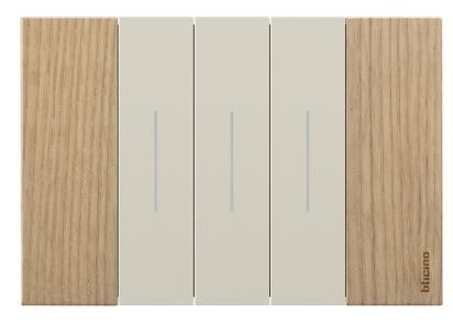 Interruttore dimmer Bticino Living Now K4411C con finiture in legno e design moderno, controlla luci da remoto.