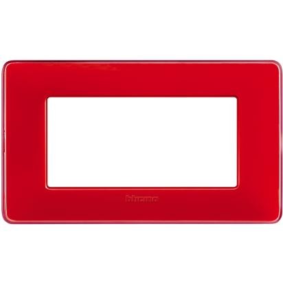 Placca 4 moduli Bticino Matix in corallo, modello AM4804CRD, per supporto 504SA, dimensioni 84mm x 143.7mm.