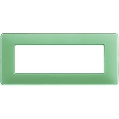 Bticino Matix 6-module plate in tea green, model AM4806CVC, dimensions 84mm x 191mm.