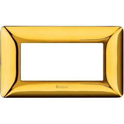 Placca Bticino Matix 4 moduli oro lucido AM4804GOR, finitura brillante, per supporto 504SA, elegante e moderno.