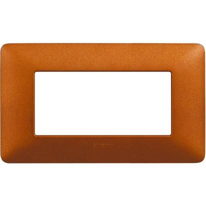 Bticino Matix 4-module support plate in Rosso Terra, dimensions 84mm x 143.7mm, designed for support 504SA.