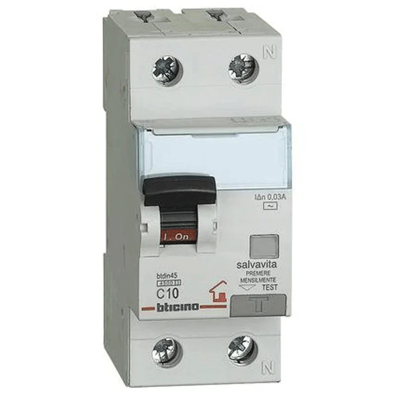 Magnetotermico Differenziale Bticino 1P+N 10A 4.5kA AC - GC8813AC10