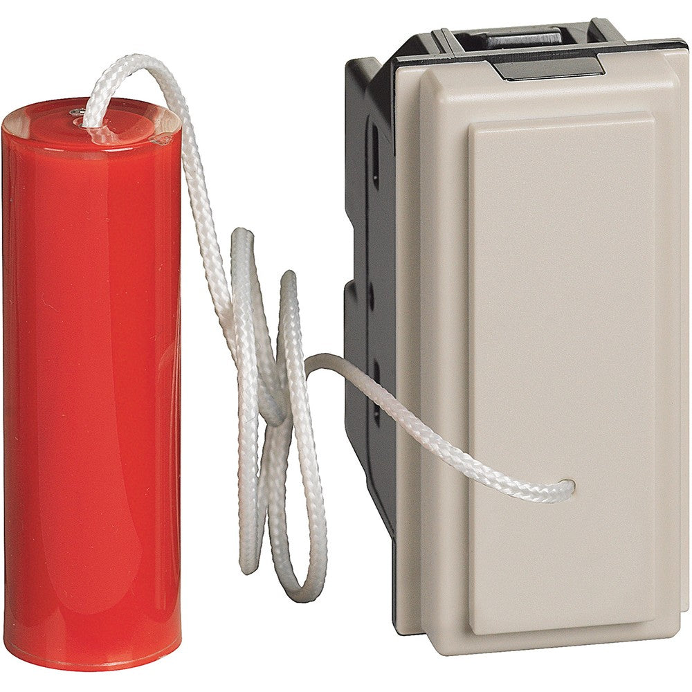 Pulsante a tirante BTicino Living Now 1P 10A sabbia con cordino rosso, modulo 1, tensione 250Vac.