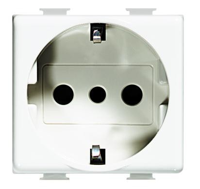 Bticino Matix Schuko AM5440/3, white 2P+T socket, German standard, 16A 250V AC, for standard plugs.