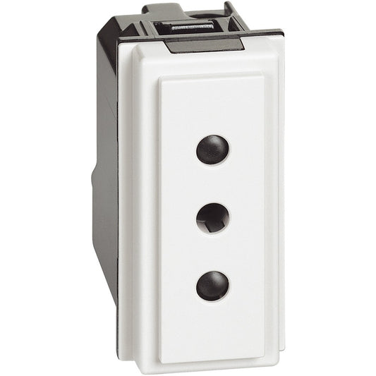 Presa Bticino Living Now 2P+T 10A 250V bianca, interasse 19 mm, compatibile con serie Living Now.