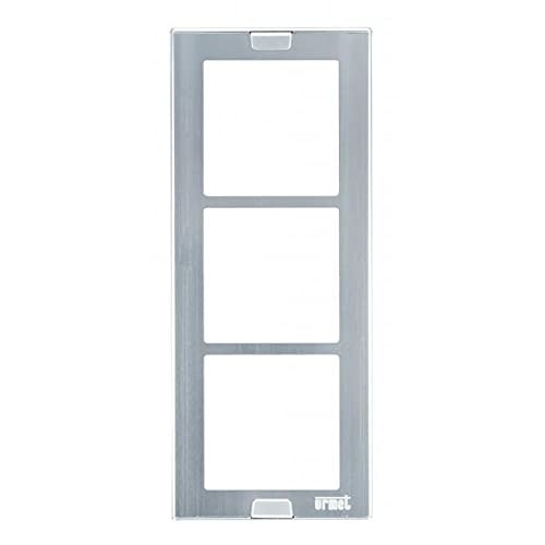 Urmet telaio porta moduli in alluminio per 3 moduli, dimensioni 299x125 mm, ideale per pulsantiere e posti esterni.
