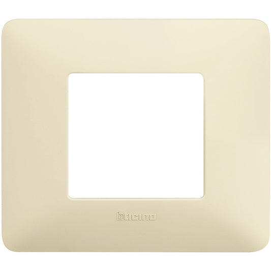 BTicino Matix ivory cover plate for 2 modules, made of technopolymer, dimensions 84mm x 96.2mm.