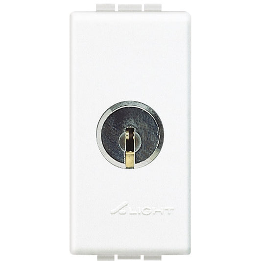 Bticino LivingLight N4012 key switch 2P 16A 250V in white, with removable key feature for ON/OFF positions.