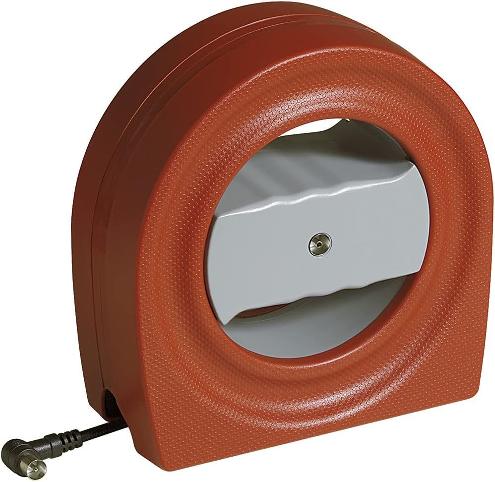Avvolgicavo TV universale GYRO 8m in colore rosso con adattatore per presa e spina coassiale.
