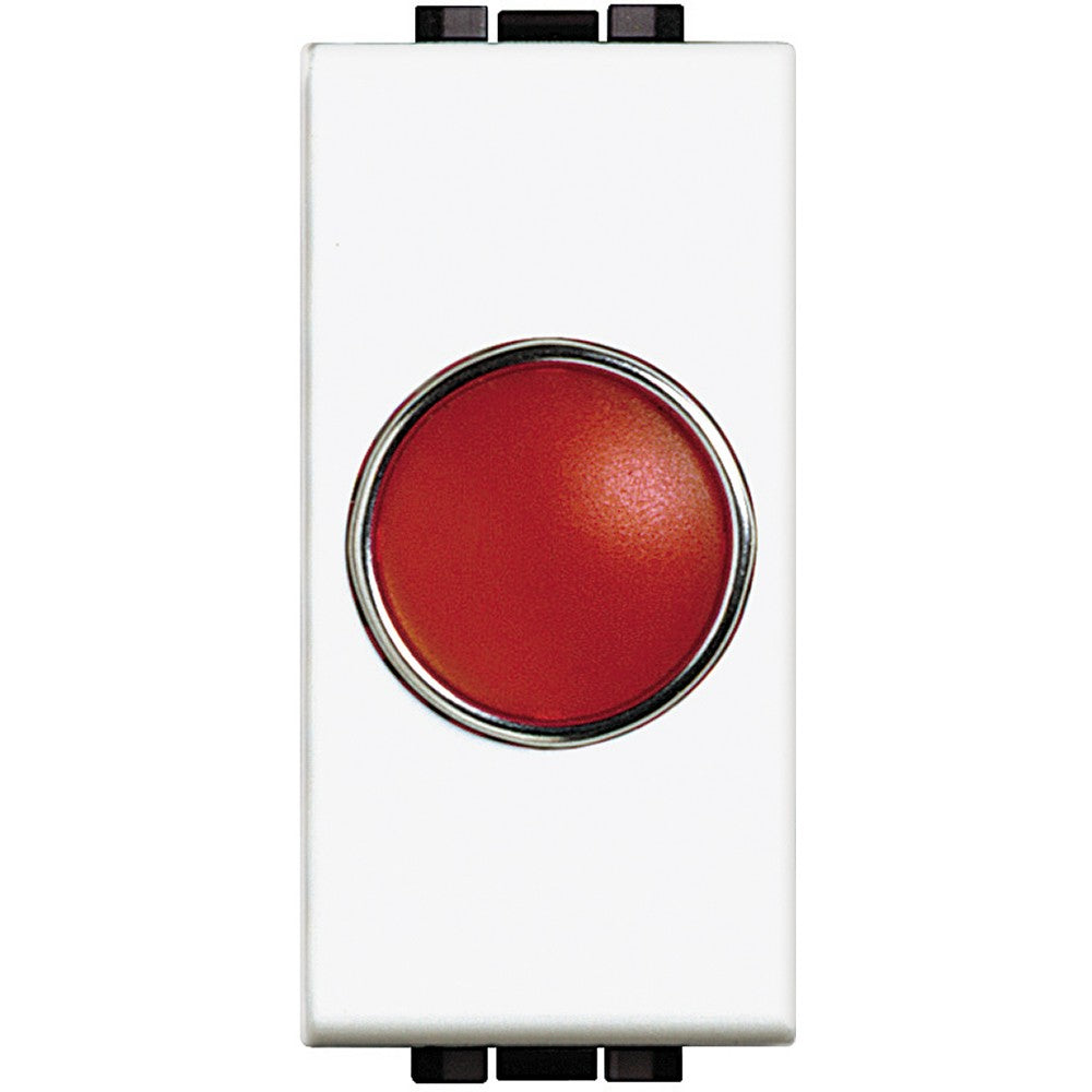 Bticino LivingLight red indicator light N4371R with white body, designed for LED modules LN4742V12T and LN4742V230T.
