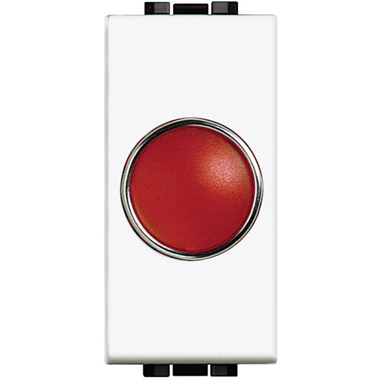 Bticino LivingLight red indicator light N4371R with white body, designed for LED modules LN4742V12T and LN4742V230T.