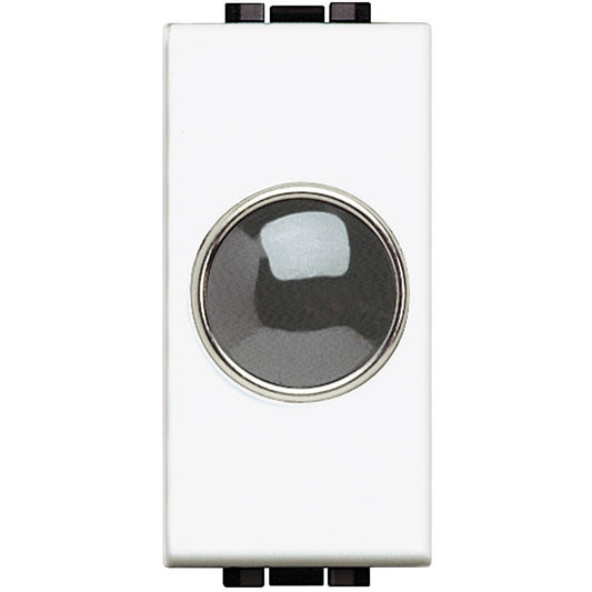 Bticino LivingLight transparent indicator lamp holder N4371T for LED lighting, sleek white design with diffuser.