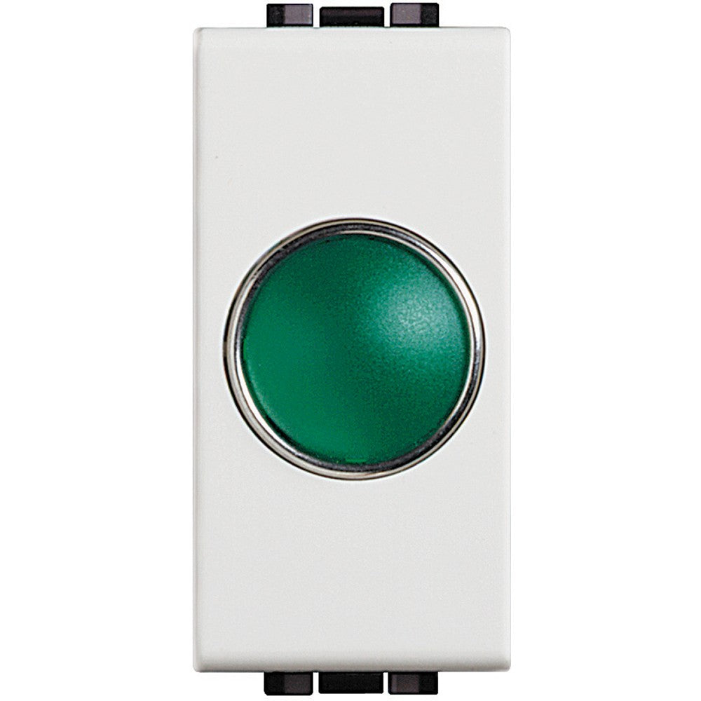Bticino LivingLight green indicator lamp portalampada N4371V with LED diffuser, white casing and sleek design