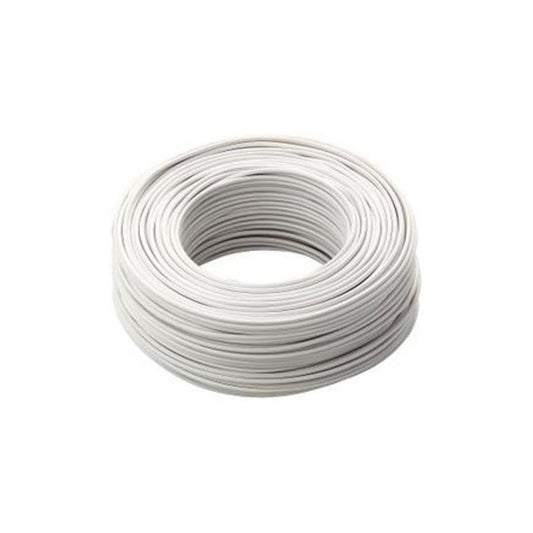 White unipolar electric cable roll, antiflame, suitable for constructions, 100m, 1x2.5mm size.