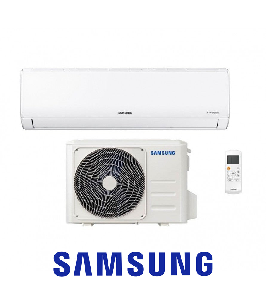 Samsung AR35 Inverter Air Conditioner 9000 BTU indoor and outdoor units with remote control.