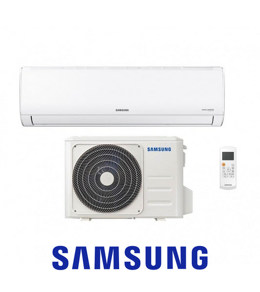Climatizzatore Samsung serie AR35 monosplit Inverter 12000 BTU R-32, unità interna ed esterna con telecomando.