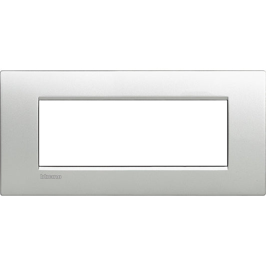 Placca 7P Tech LNC4807TE by BTicino, metal modular frame for Living Light series, dimensions 86mm x 208mm.