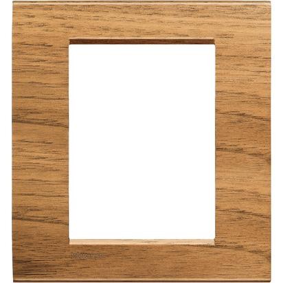 Living Light Placca 3+3P in Noce Nazionale - Quadro in legno massello, misura 134mm x 120mm, per serie BTicino.