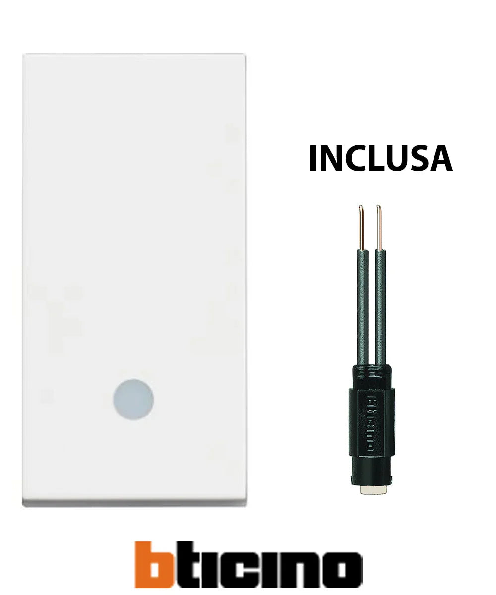 Interruttore Unipolare Illuminabile BTicino 10 AX - LED, Colore Bianco, Modulo Singolo, 250 V AC - SKU Unico