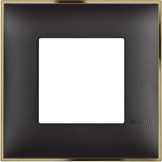 Bticino placca 2 moduli in colre oro nero, 86mmx86mm, elegante design per interruttori e prese.