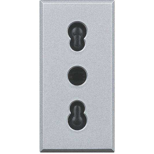 Bticino Axolute Presa Bipasso 10/16A HC4180, gray electric socket, 250Vac, 10A, 2P+T, designed for modern interiors.