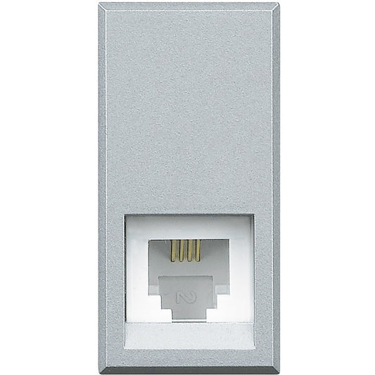 Bticino Axolute RJ11 telephone socket HC4258/11N in sleek silver finish, perfect for modern home and office applications.