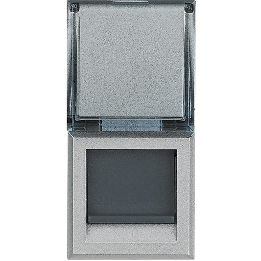 Bticino Axolute RJ45 toolless Cat 6 UTP connector in gray, designed for data transmission applications.