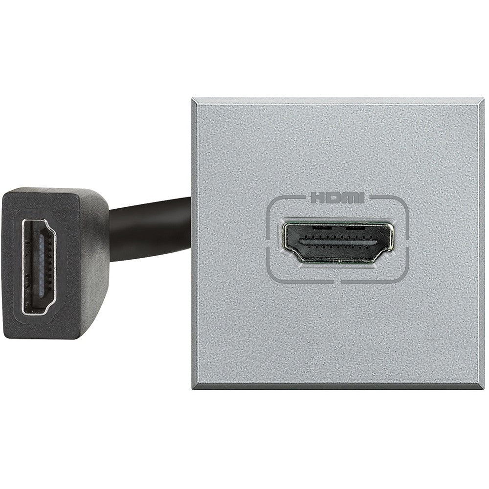 Bticino Axolute HDMI socket HC4284 with data RJ45 UTP category 6, sleek grey design for data connectivity.